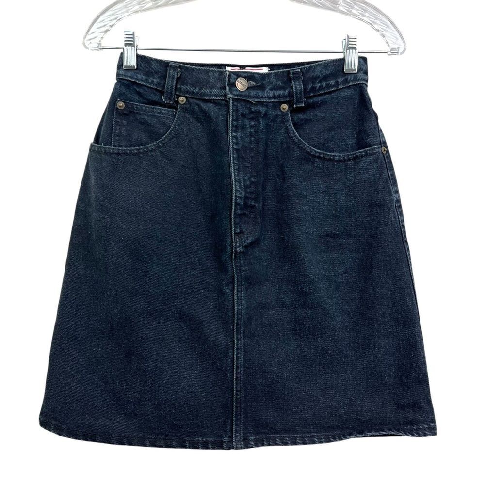 Vintage Palmettos Womens Denim Skirt 5 Pocket Black Wash Size 9 Made in the USA*